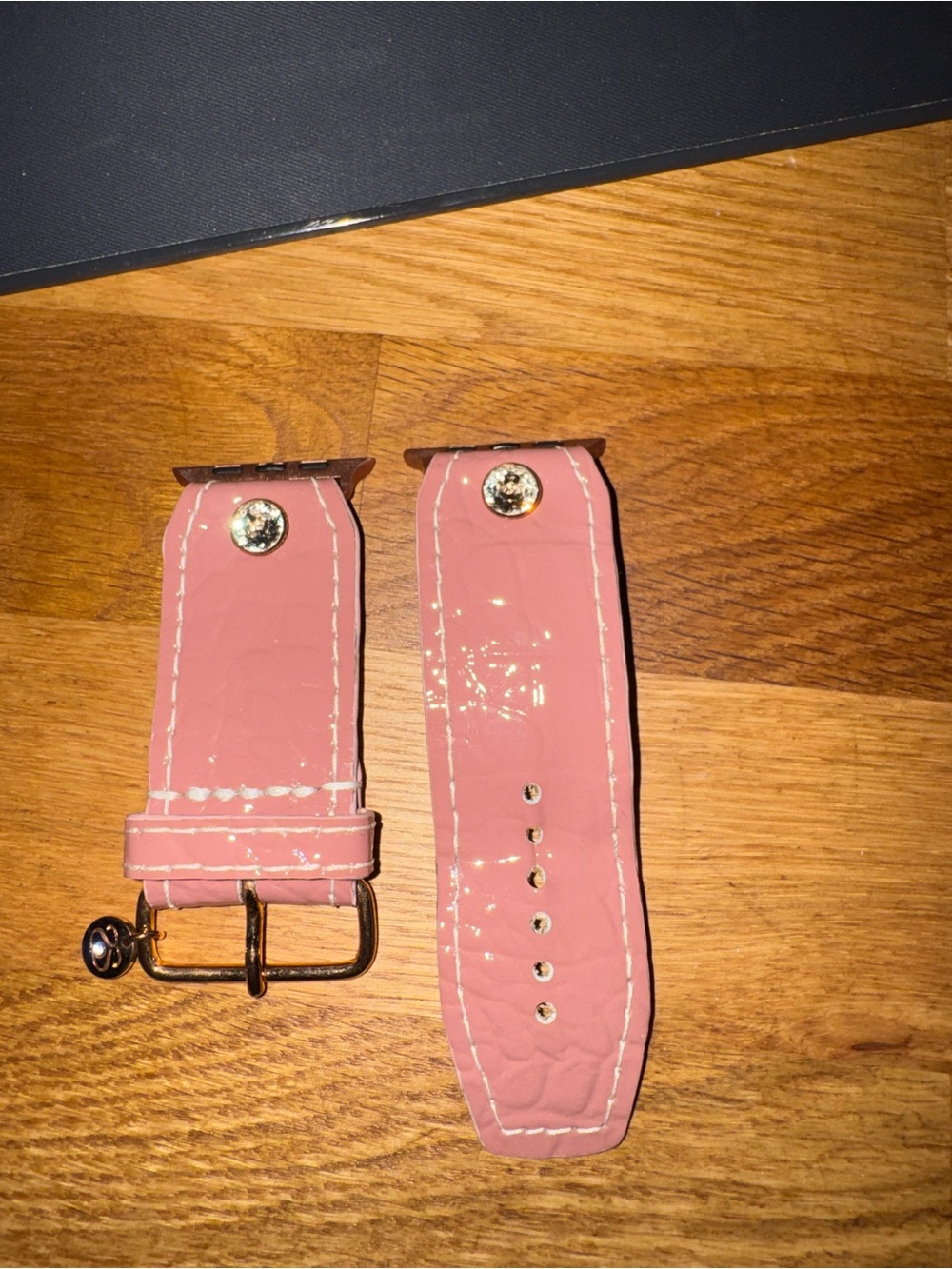 Patent Leather mauve Watch Strap with Gold Hardware